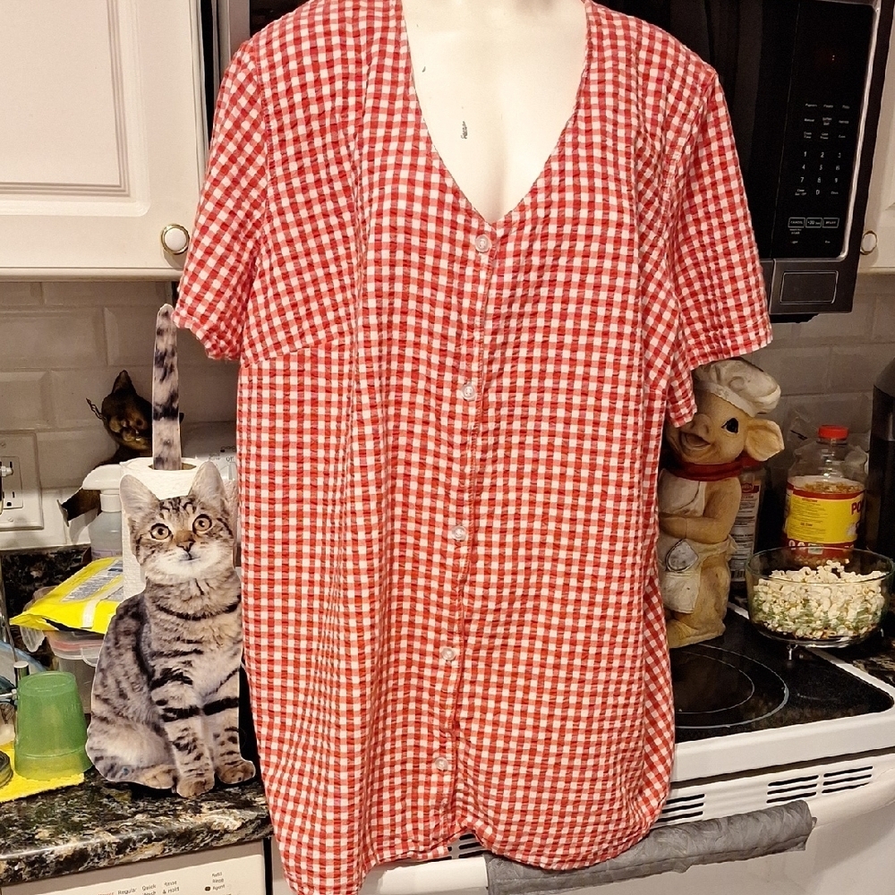 a Woman Within Button Down Short Sleeve Plus Size Top 3X